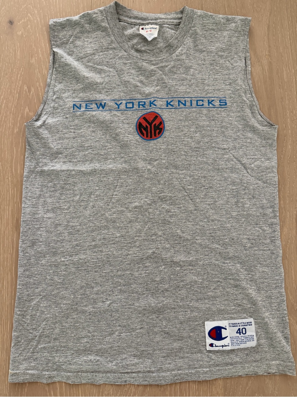 Vintage Champion Gray New York Knicks Sleeveless Team Shirt